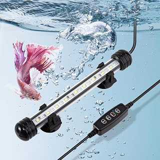 DaToo 4W 7.5 Inch Submersible LED Aquarium Light with Timer, Dimmer, Blue/White Modes - Waterproof Fish Tank Bar