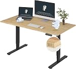 FLEXISPOT EC5 Classique 3 Stades Bureau de Standing électrique à deux moteurs 55x28 en Bambou Complet Bureau Bureau en hauteur Bureau réglable Siège électrique Bureau en haut Bureau moderne (cadre blanc + Bureau de bambou)