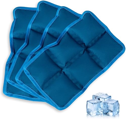 Bolsas de hielo finas para loncheras (paquete de 4), delgadas de 0.7 pulgadas y flexibles, reutilizables activadas por agua, bolsas frías de larga
