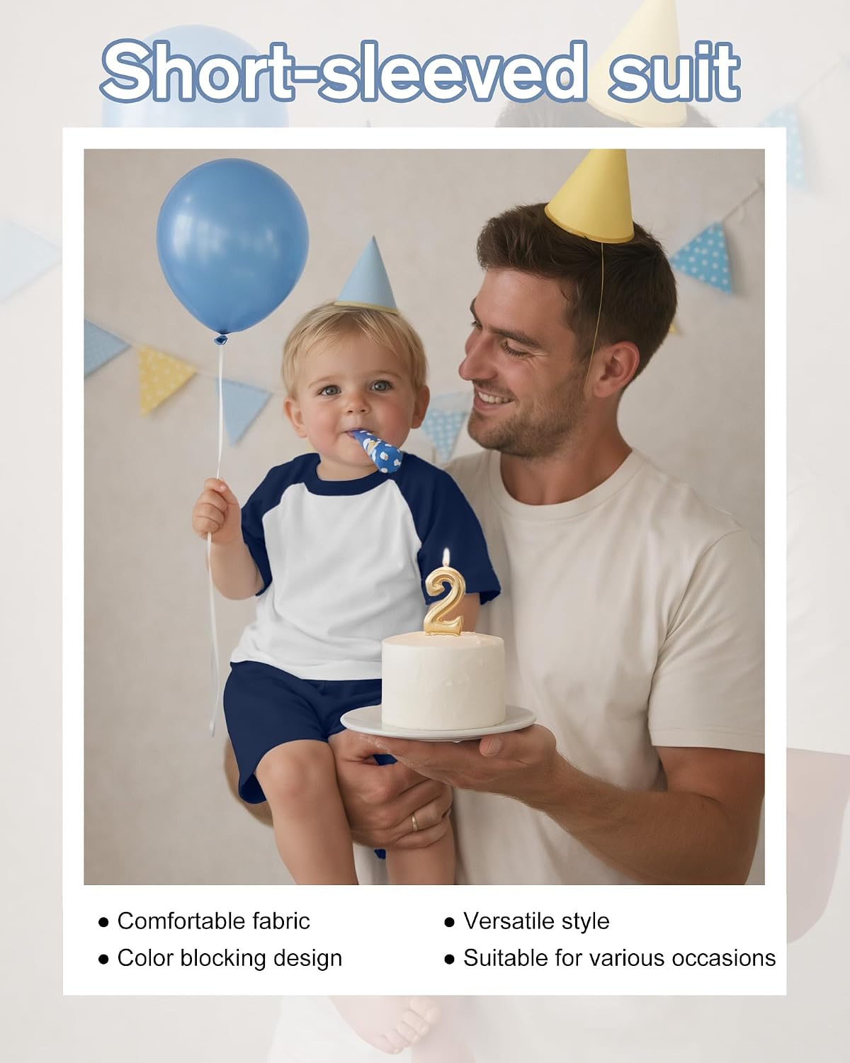 Toddler Boys Summer Outfits Short Sleeve Raglan Color Block Crewneck T-shirt & Casual Short Sets Baby 1-6t Clothes