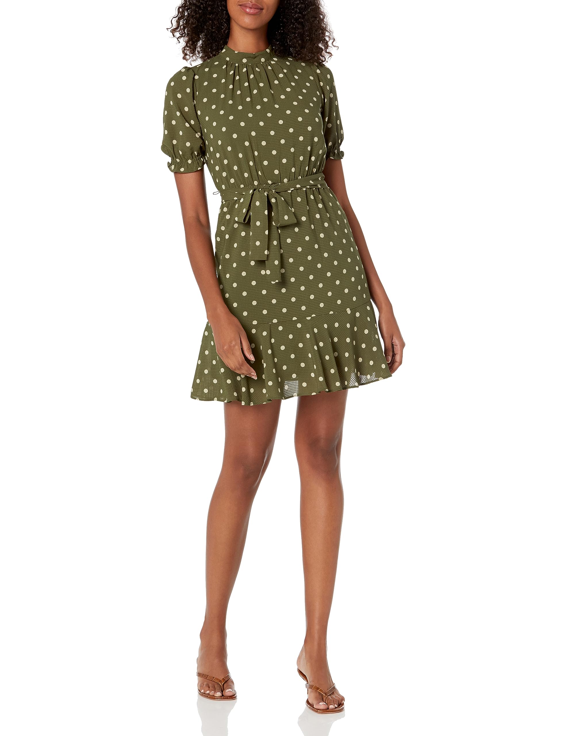 green emerald velvet dress Nellie Mini Dress Green Polka Dot