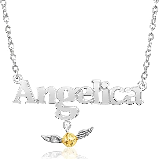 Harry Potter Custom Name Necklace - Sterling Silver Name Necklace Personalized, Golden Snitch