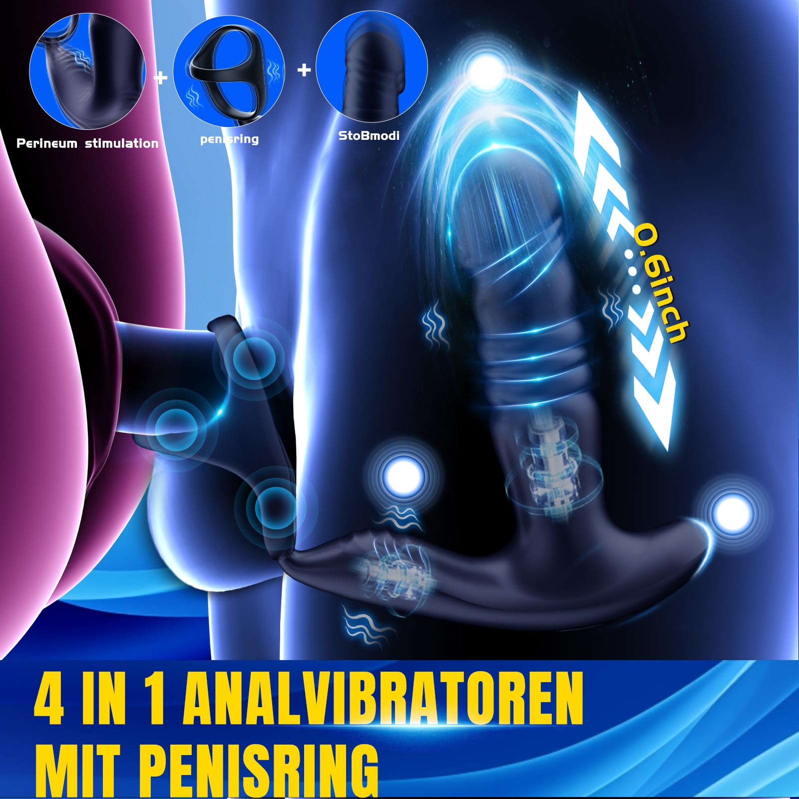Tor e plug anale per gli uomini, con funzione di stimolazione della prostata - Goddew per gli uomini, con 7 modalità avanti e indietro e 10 livelli di vibrazione