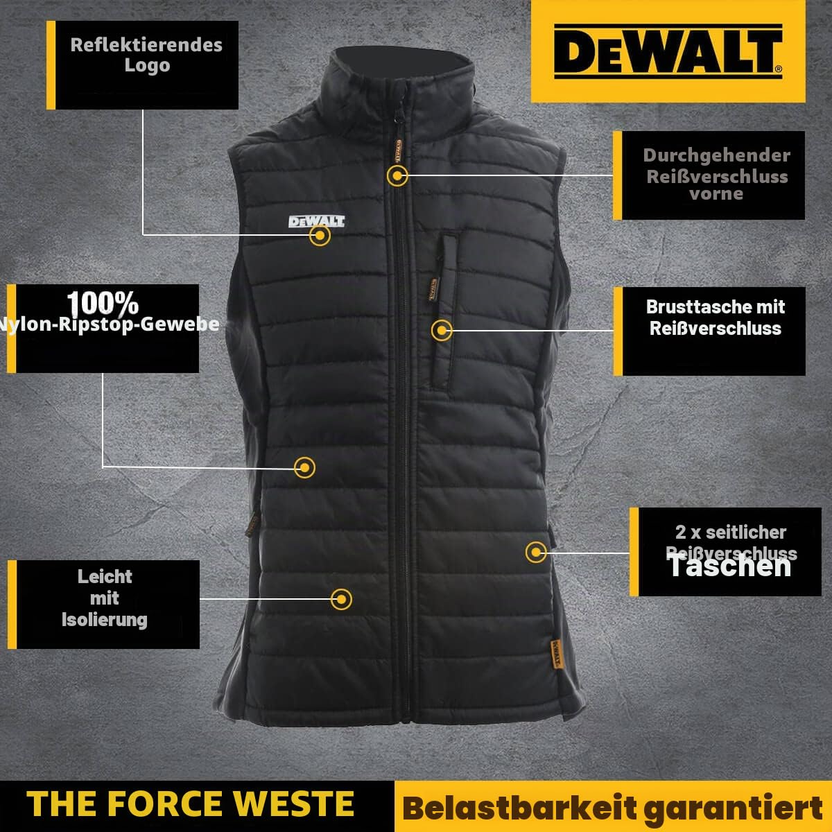 DEWALT Mens Force Slim Fit Gilet