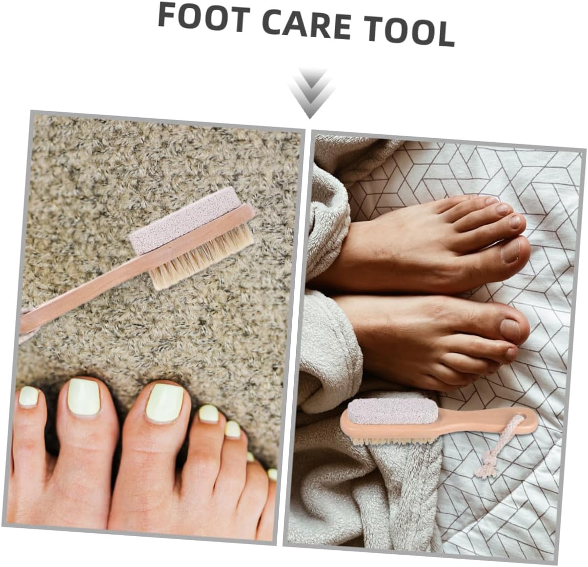3pcs Foot Scrubber with Wooden Handle and Pumice Stone Double-Sided Foot Brush for Dead Skin Removal and Exfoliating Tool for Men and Women