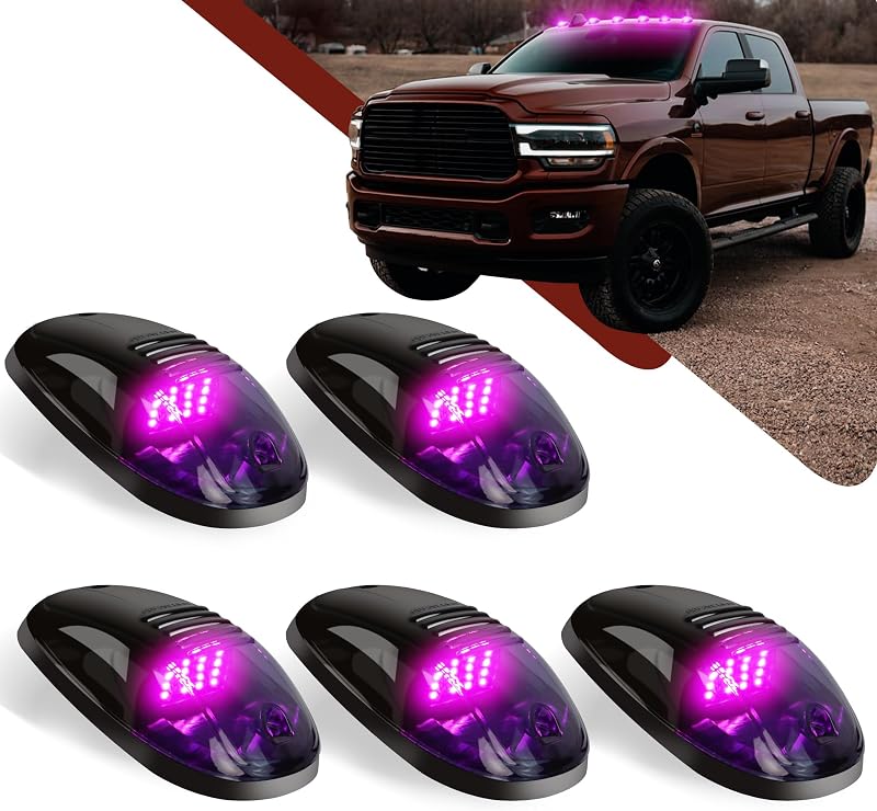 Kit de 5 luzes de teto LED roxas AOXLFU para Dodge Ram 1500 2500 3500 4500 5500 2003–2018