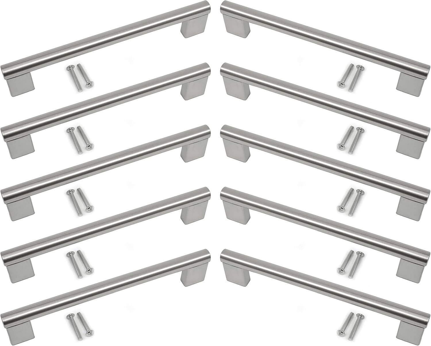 BSM Marketing Kitchen Cupboard Cabinet Keyhole Boss Bar Door Handle Knob Brushed Stainless Steel Finish (10, 96mm)