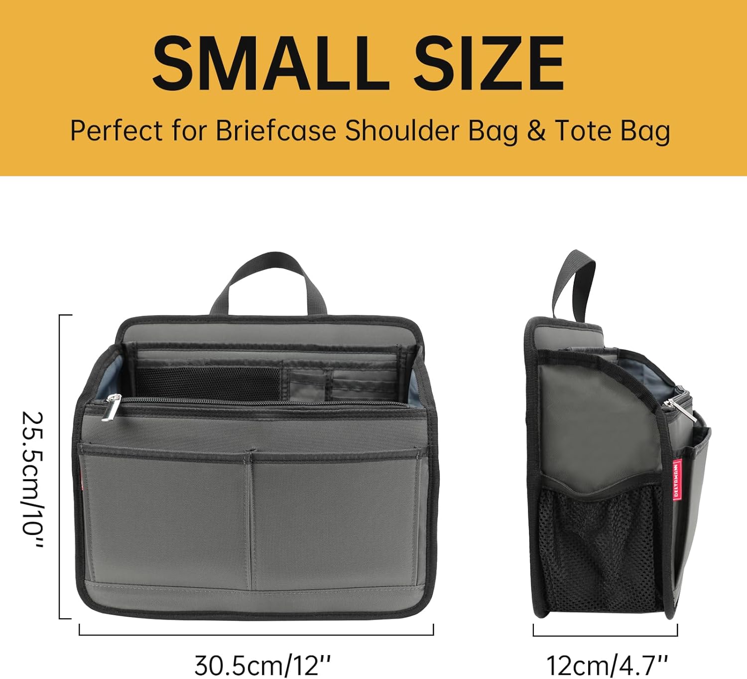 Small Rugged Organizer Insert for Briefcase Tote Shoulder Messenger Bag-19 Pockets,Durable Padded Nylon,Handle-Pink