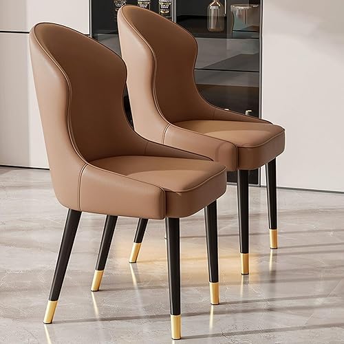 Miniatura 9 de JKGHK Dining Chairs Set of 2, Leather Living Room Chair, Upholstered Kitchen Chairs with Backrest, Armless Side Chair with Metal Leg, for Kitchen,