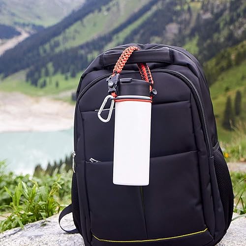 Miniatura 6 de Mango de paracaídas  Cuerda de supervivencia con anillo de seguridad y mosquetón compatible con botellas de agua de boca ancha Hydro Flask de 12