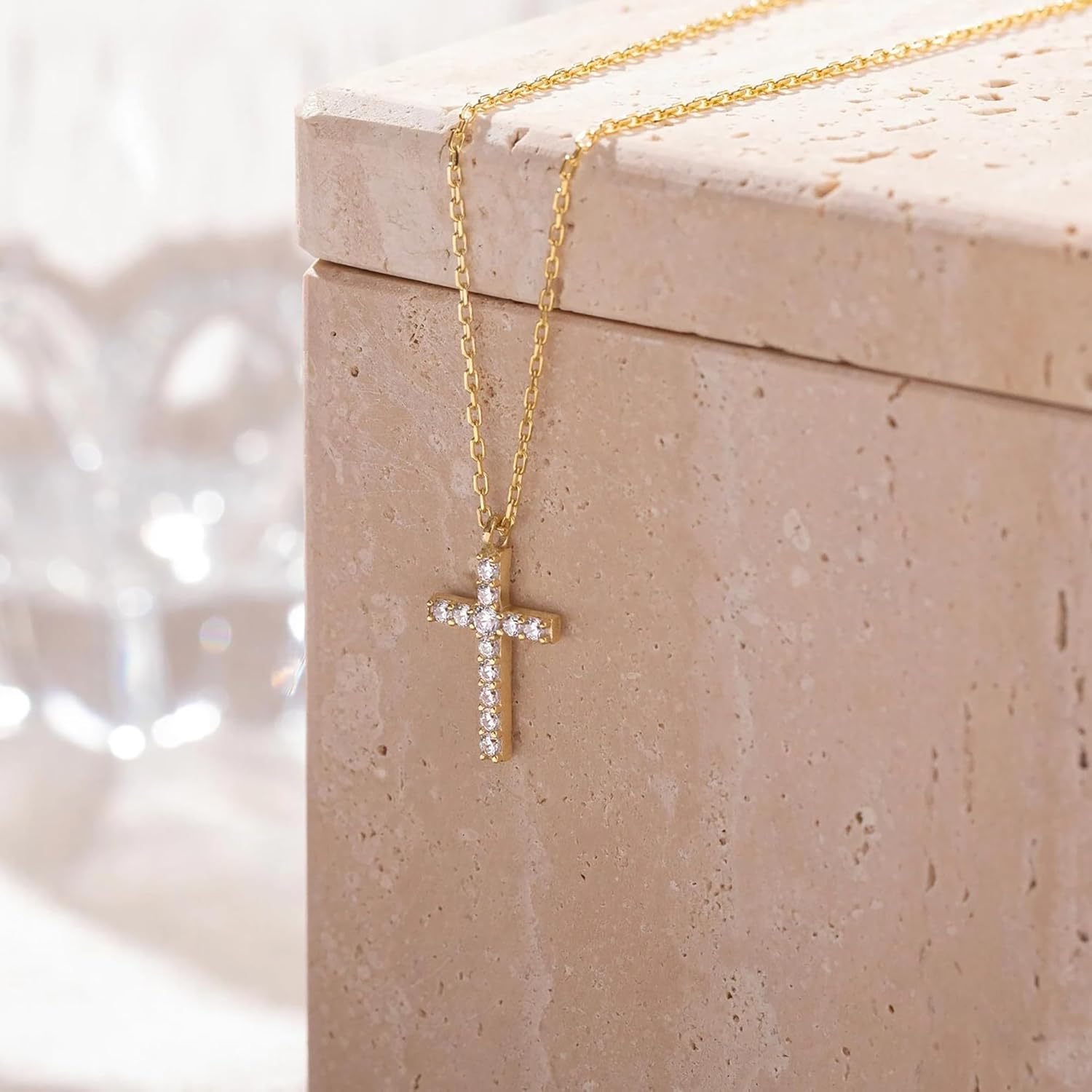 Wellike Gold Cross Necklaces for Women 18K Gold Plated Cubic Zirconia Crucifix Faith Pendant Necklace Dainty Non Tarnish Waterproof Jewelry - Image 4