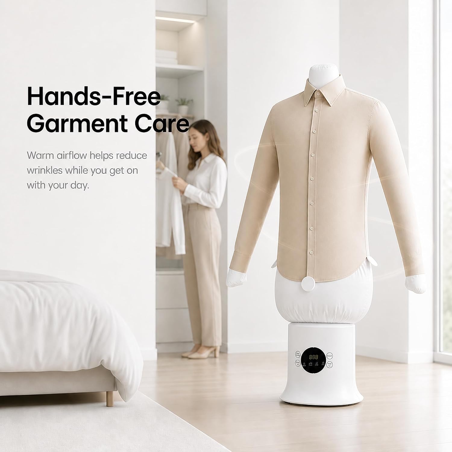 Automatic Ironing Machine, Hands-Free Clothes Dryer & Wrinkle Remover | Automatically dries, shapes and reduces wrinkles on shirts and pants using hot-air inflatable garment forms