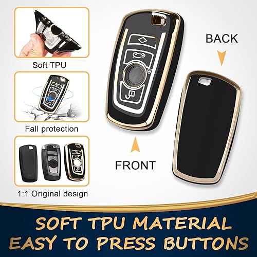 Miniatura 3 de QBUC Funda para llavero BMW con llavero de TPU suave, compatible con BMW 1 2 3 4 5 6 7 Series X1 X2 X3 X4 X5 X6 X7 Z4 (negro)