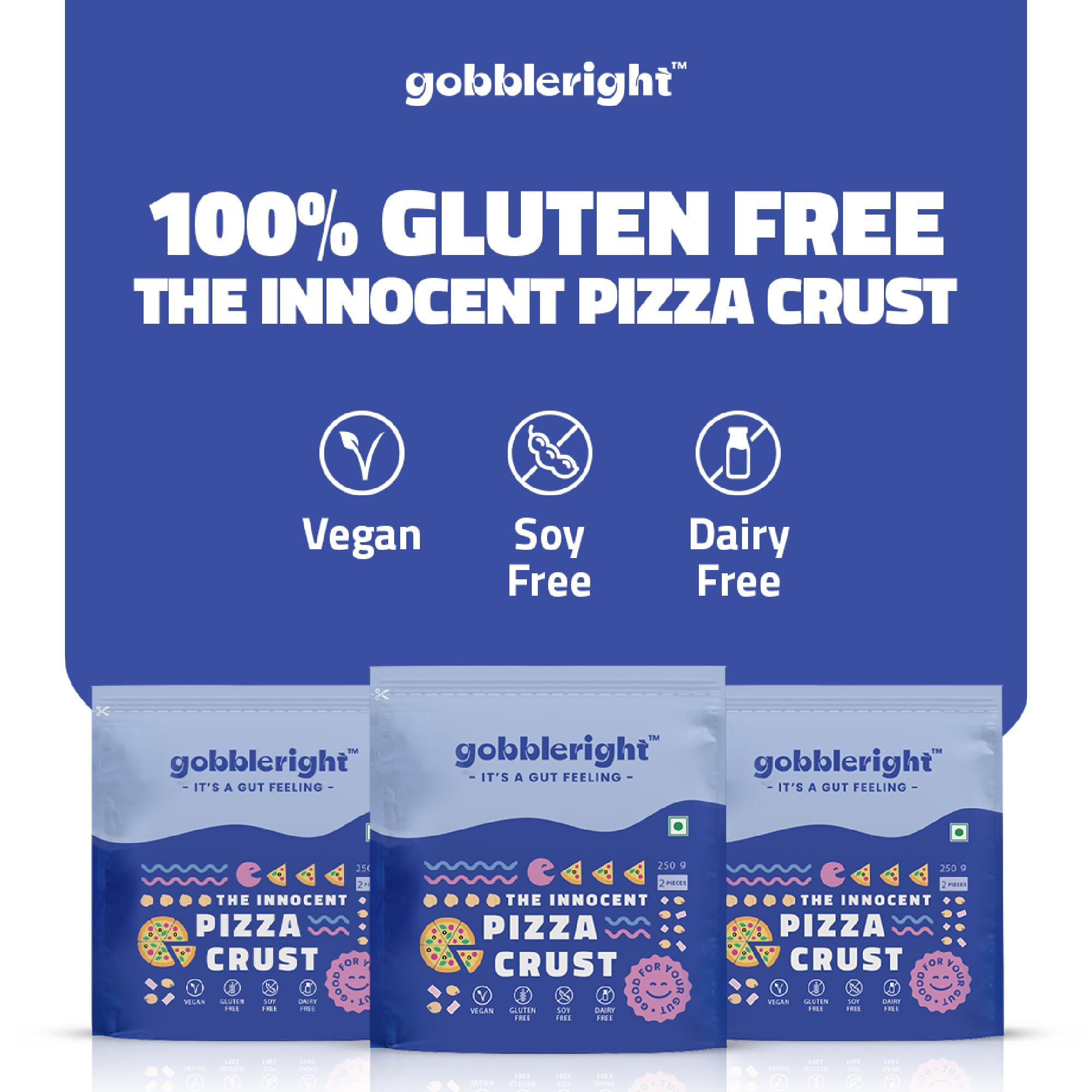GOBBLERIGHT Innocent Pizza Crust + 2 Pack of Crunchies | Gluten-Free, Vegan Pizza Base & Healthy Nacho Chips | Keto-Friendly, Grain-Free, Soy-Free Snacks Bundle | Ready-to-Eat, Low-Calorie Snack Combo for Adults & Kids