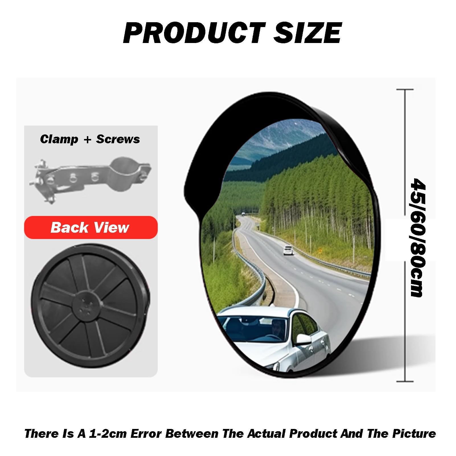 Specchio Convesso Di Sicurezza, Grandangolo Rotondo | Acrilico Ad Alta Resistenza For Garage, Traffico, Vialetti, Cortili E Altro Ancora(80cm)