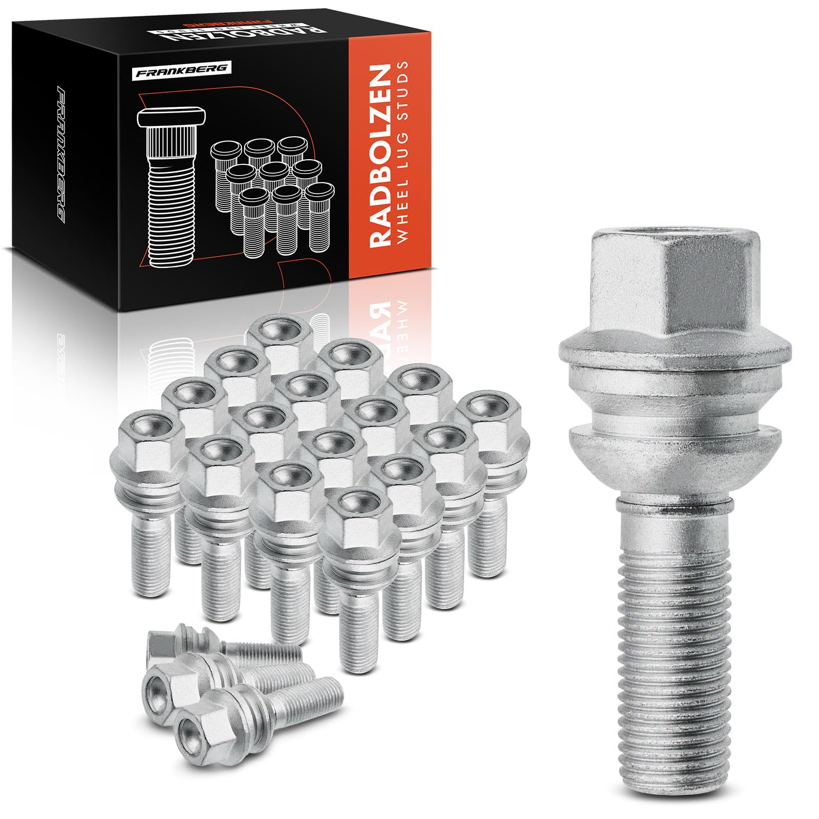 Frankberg 20x Perno de rueda Tornillo de rueda M14x1.5 Compatible con Q7 Transporter V A-m-a-r-o-k T-o-u-a-r-e-g C-a-y-e-n-n-e P-a-n-a-m-e-r-a 2002-Hetue