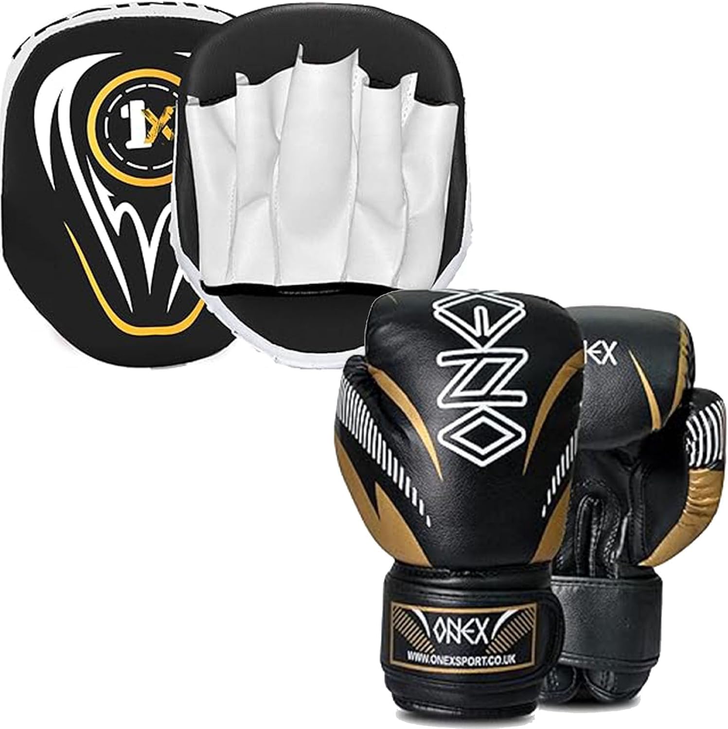 Kids Boxing Gloves and Pads Set – Junior Training Kit for Boys & Girls | Punching Pads & Gloves Combo for Kickboxing, MMA, Karate & Fitness | Ideal for Beginners Ages 5–12 (White)