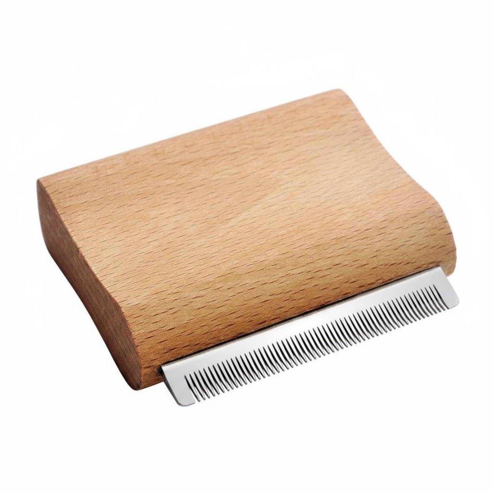 CALANDIS Wood Handle Curry Comb Removes Loose Hair Stainless Metal Equine Comb Gentle on Skin Horse Shedding Brush for Stable, Barn S-picture-31