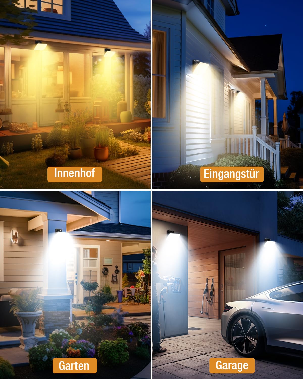 vighep Led Strahler mit Bewegungsmelder Außen, 24W Superhell Scheinwerfer Fluter mit 3 Leuchtmodi, 3000K-6500K 5CCT Aussenlampe, IP65 Wasserdicht Außenleuchte für Garage Hof Garten Innenhöfe(2 Stück)