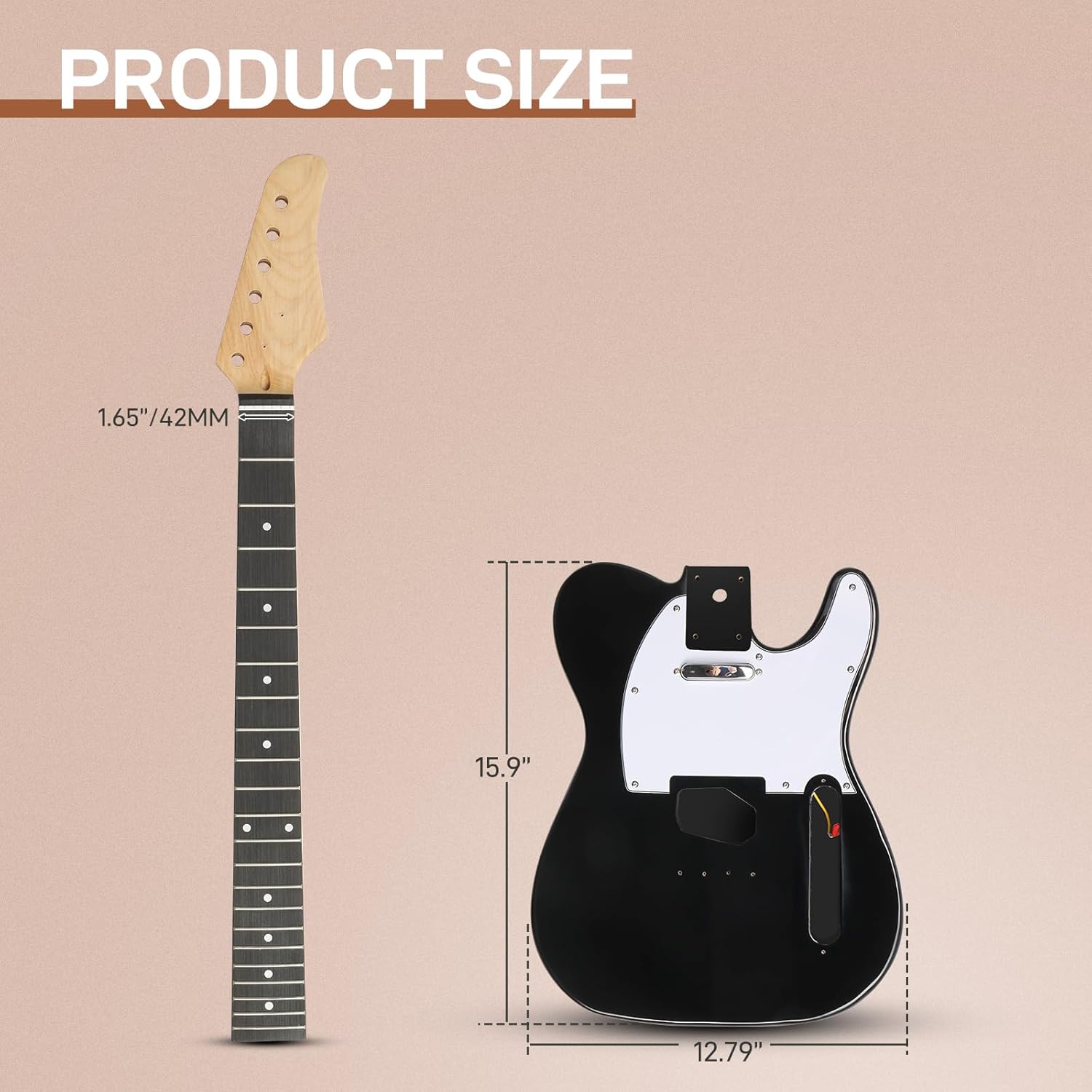 Ktaxon DIY Electric Guitar Kit with Solid Body, Full Size 6-String Electric Guitar Kits W/Maple Neck, Shoulder Strap, S-S Pickups, All Accessories Included, Black (KTL)