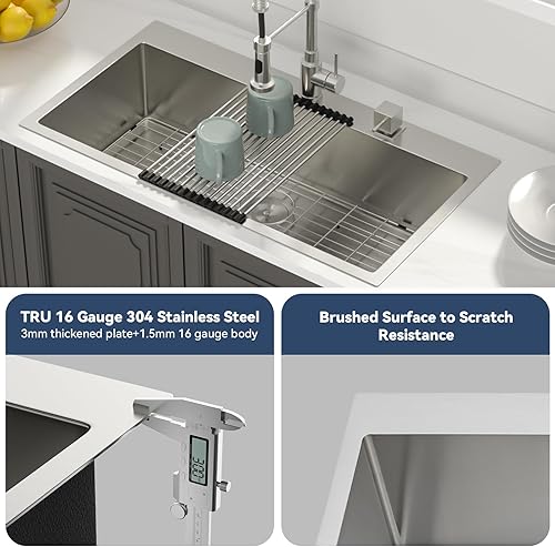 Miniatura 149 de Lordear - Fregadero de cocina encajado de 21 x 20 x 10 pulgadas, tipo bar, de acero inoxidable de calibre 16, con una sola cubeta, para exteriores