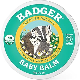 Badger Baby Balm w Chamomile Calendula, All Organic Baby Moisturizer for Cradle Cap Diaper Rash, Soothing Nourishing Gentl...