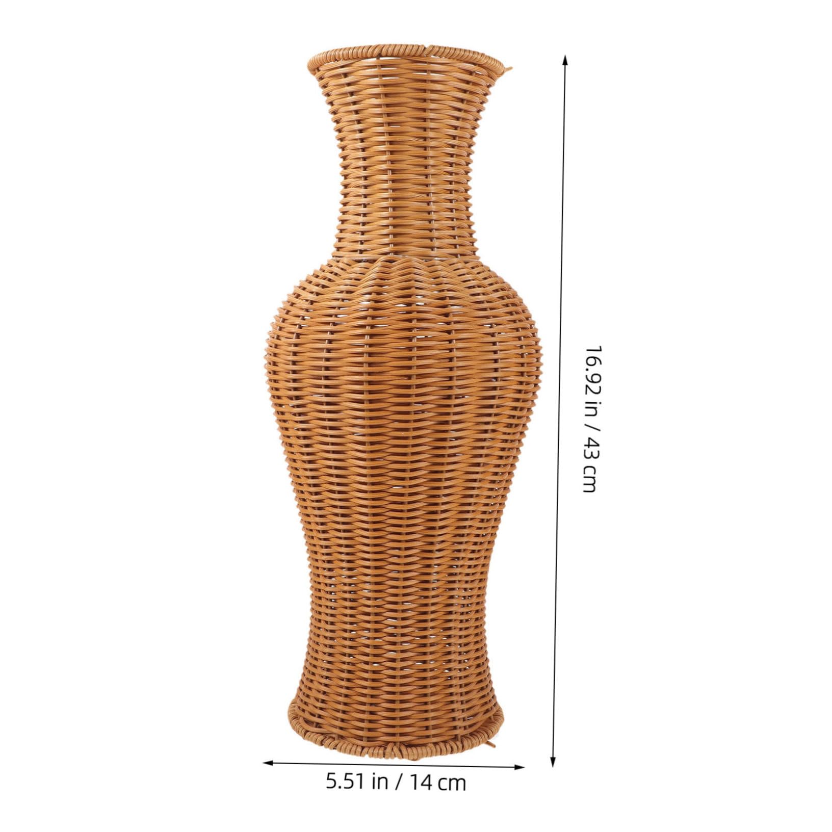 PRETYZOOM Jarrones Decorativos Grandes de Suelo, Fácil de Limpiar, Jarrón de Imitación de Ratán en Plástico, para Flores Secas y Oficina