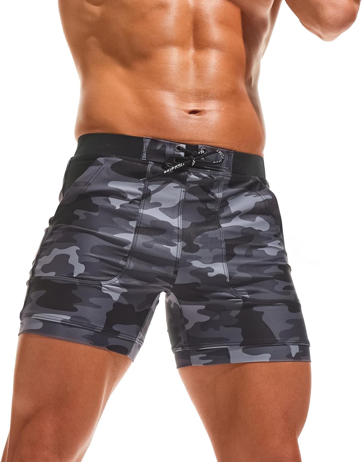 Taddlee Swimwear Men Basic Long Swimming Trunk Surf Camo Shorts Swimsuits Pocket