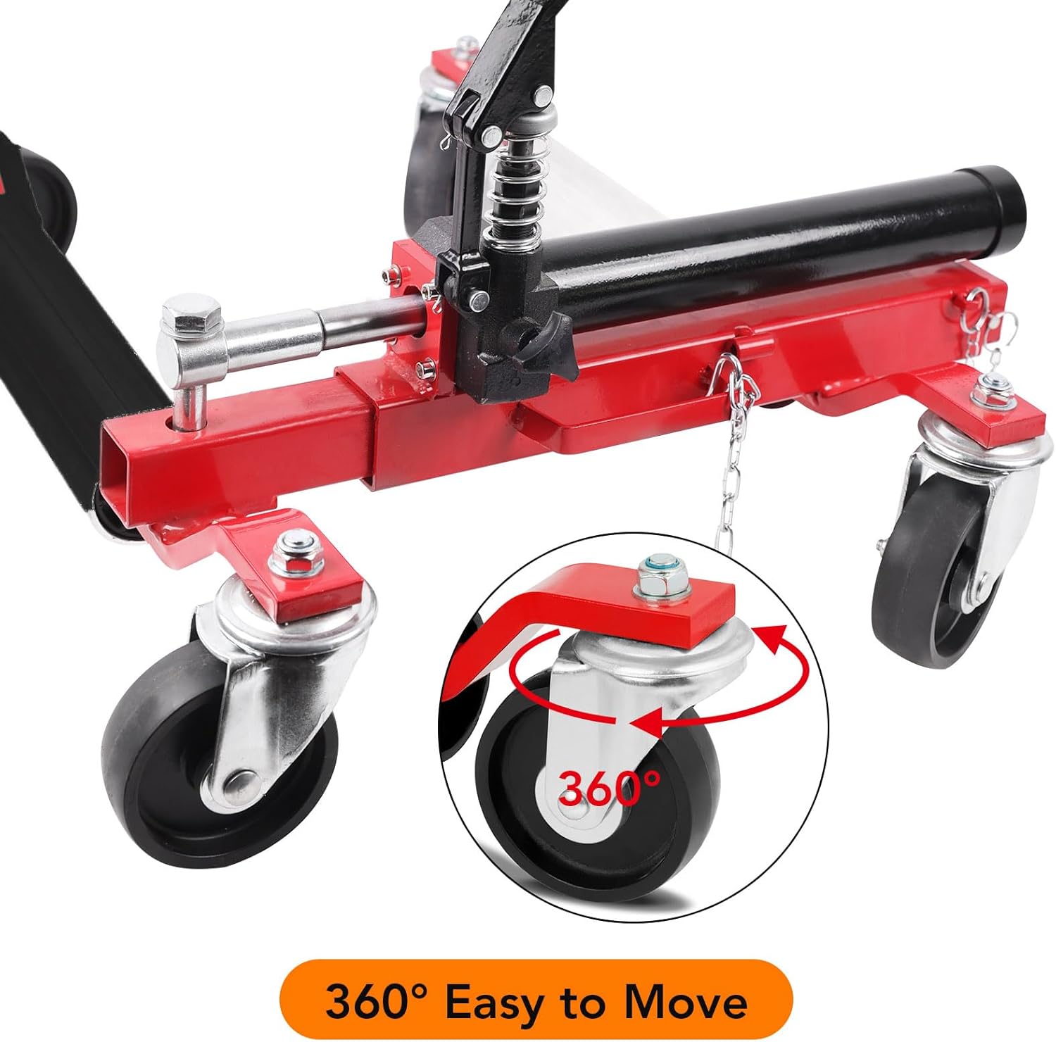 2 Pcs Car Wheel Dolly, 1500 LBS Capacity Trailer Dolly with Hydraulic Tire Jack for Truck and RV Trailer, Red