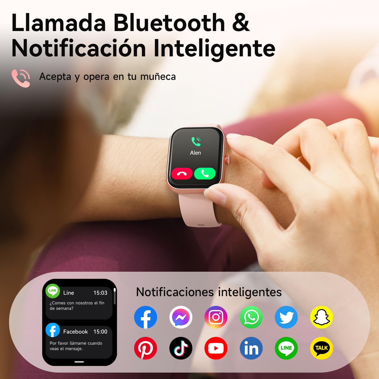 Gydom Reloj Inteligente para Mujer, 1,91" Smartwatch Mujer de Llamada Bluetooth y Alexa con Sueño Pulsómetro SpO2 Monitoreo y 110 Modos Deportivos, IP68 Impermeable Reloj Deportivo para Android iOS