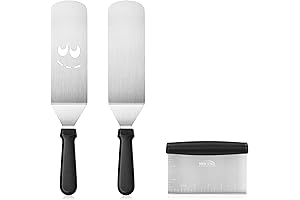 New Star Foodservice Espátulas de Cocina: Juego de 3 Espátulas BBQ de Acero Inoxidable