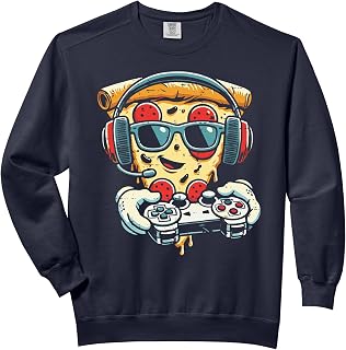 Gaming Pizza Funny Video Gamer Snack Food Lover Men Boys Kid Comfort Colors Adult Sweatshirt