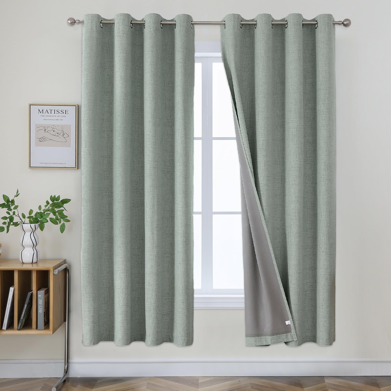 Joydeco 100% Blackout Lined Curtains Bedroom W55 x L69 Inch Drop - Image 2