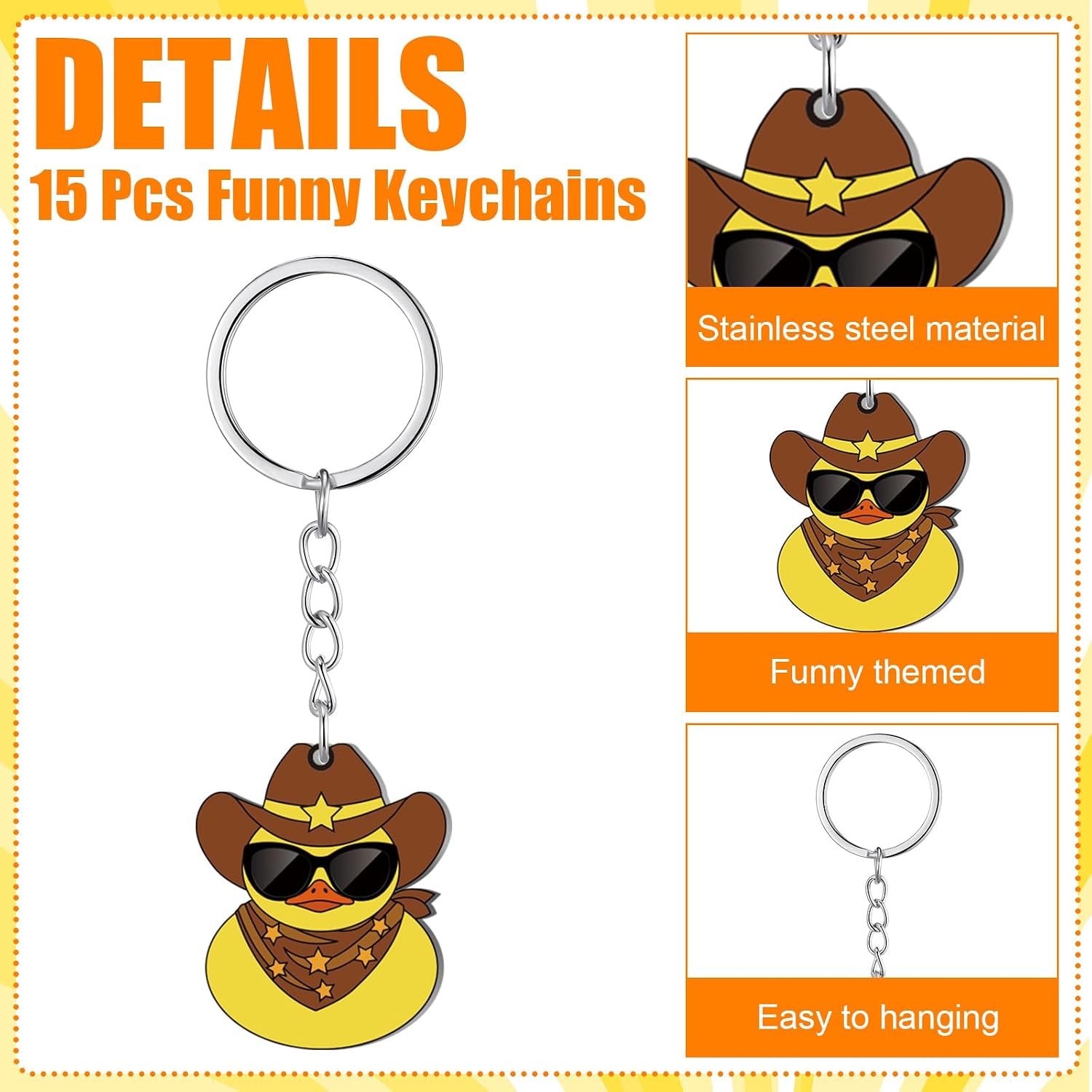 Quelay 15 Pcs Funny Keychains Bulk Stainless Steel Novelty Keychain Party Favors Gifts for Friends Coworkers Teachers Nurses Vet Bags Purse Accessories Supplies
