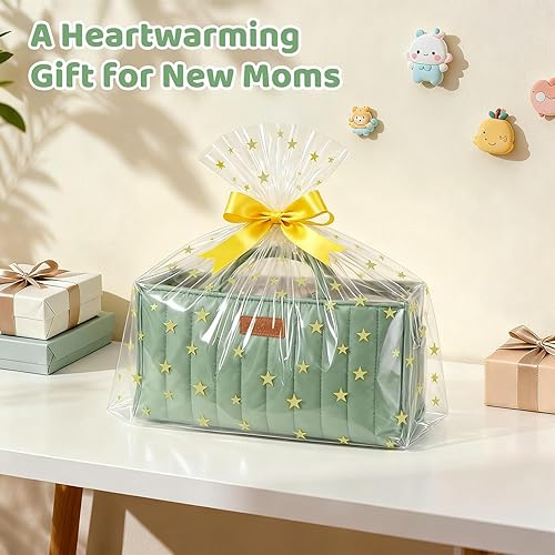 Miniatura 6 de Zooawa Organizador de pañales para bebé, cesta de almacenamiento portátil con compartimentos, asa y correa para el hombro para artículos esenciales