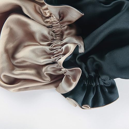 Miniatura 6 de LilySilk Gorra con forro de seda pura para mujer, doble capa, cintas ajustables, gorra de seda natural de lujo para dormir