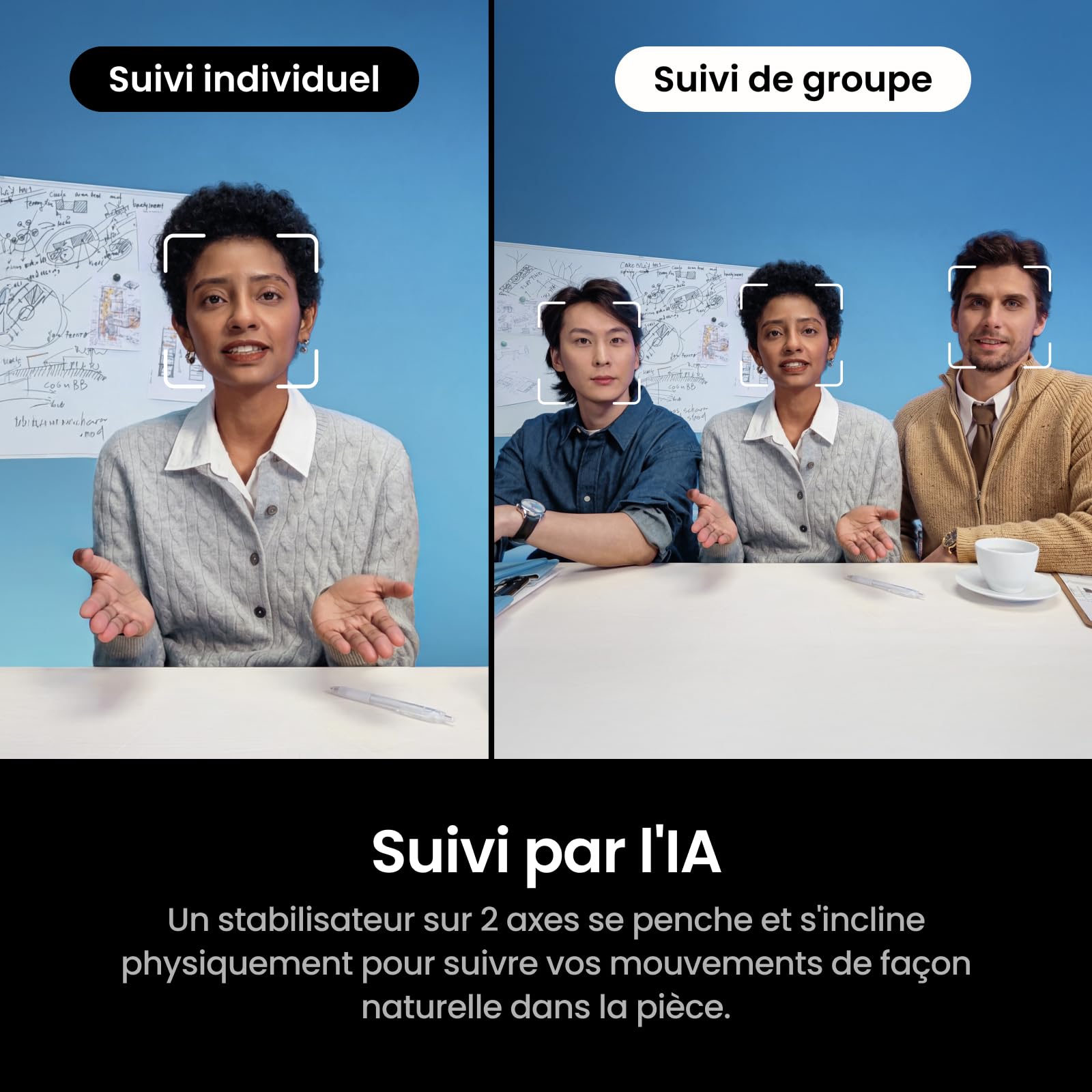Insta360 Link 2 Pro – Webcam PTZ 4K pour PC/Mac, capteur 1/1,3”, Basse lumière, Suivi par IA, HDR, micros directionnels, réduction de Bruit, Compatible Stream Deck, Zoom, Teams