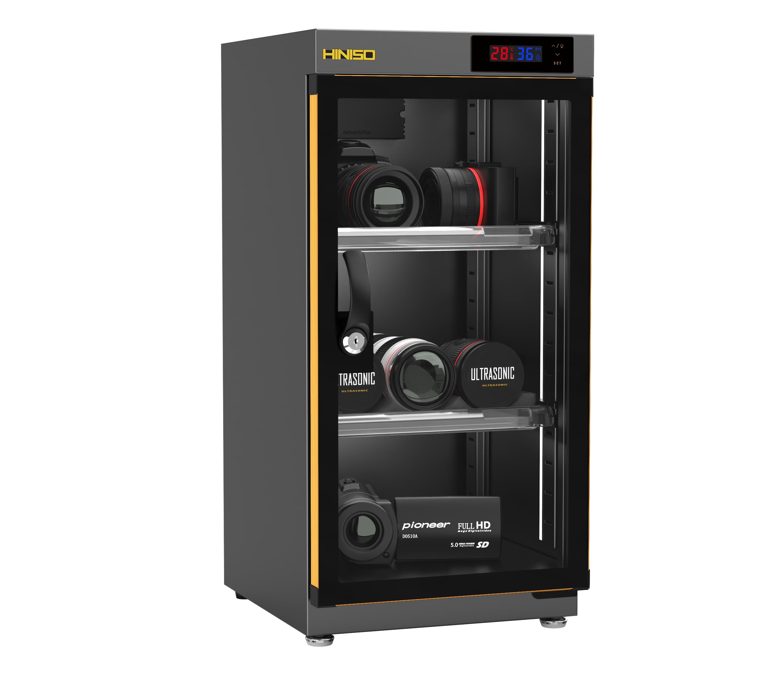 HINISO AD-50S Dry Cabinet for Camera 50L – Touch Panel Digital Humidity Control, Built-in Hygrometer & UV Sterilization, Anti Fungus Camera Lens Storage Box