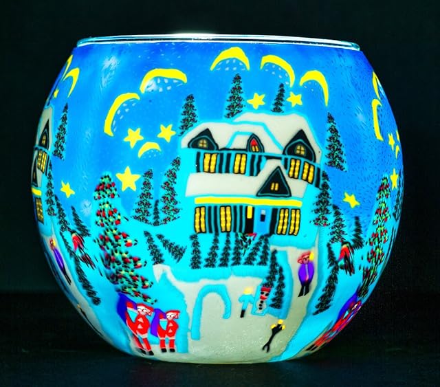 Benaya Glass Nightlight Christmas Tealight Holder - Snowed In
