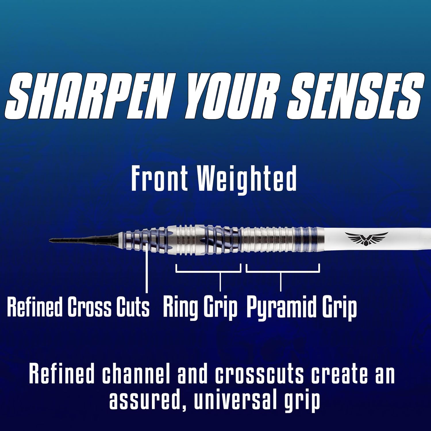 Shot! Darts Soft Tip, Birds of Prey Falcon (19g), 90% Tungsten Barrel, Front Weighted, Handcrafted Professional Dart Set & Flights Made in New Zealand, Plastic Tip for Electronic Dartboard