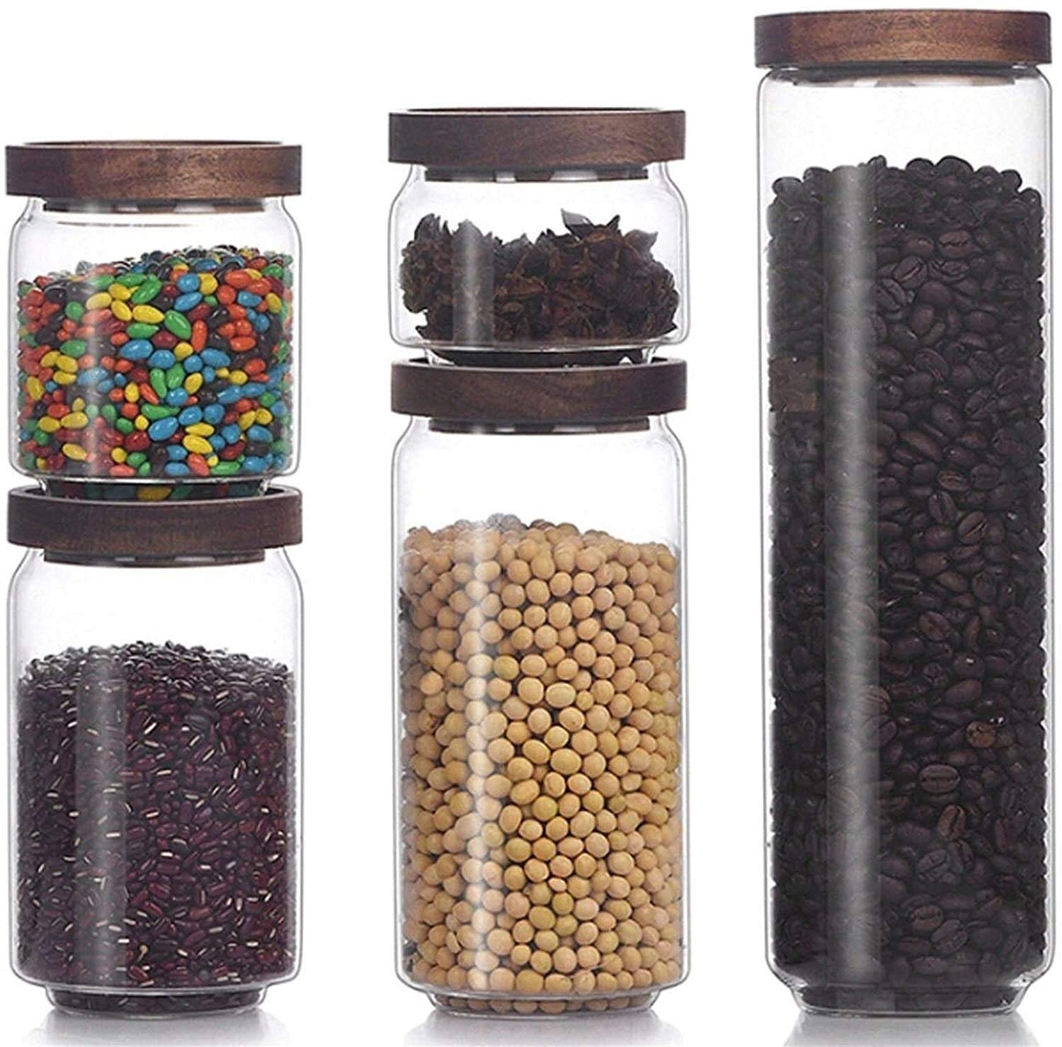 Vorratsgläser Klein Vorratsgläser Kanister Glas Luftdichtes Glas Mit Holzdeckel, Transparentes Luftdichtes Glas for Mehrkorn-Trockenfrüchtetee (Size : 1550ml)