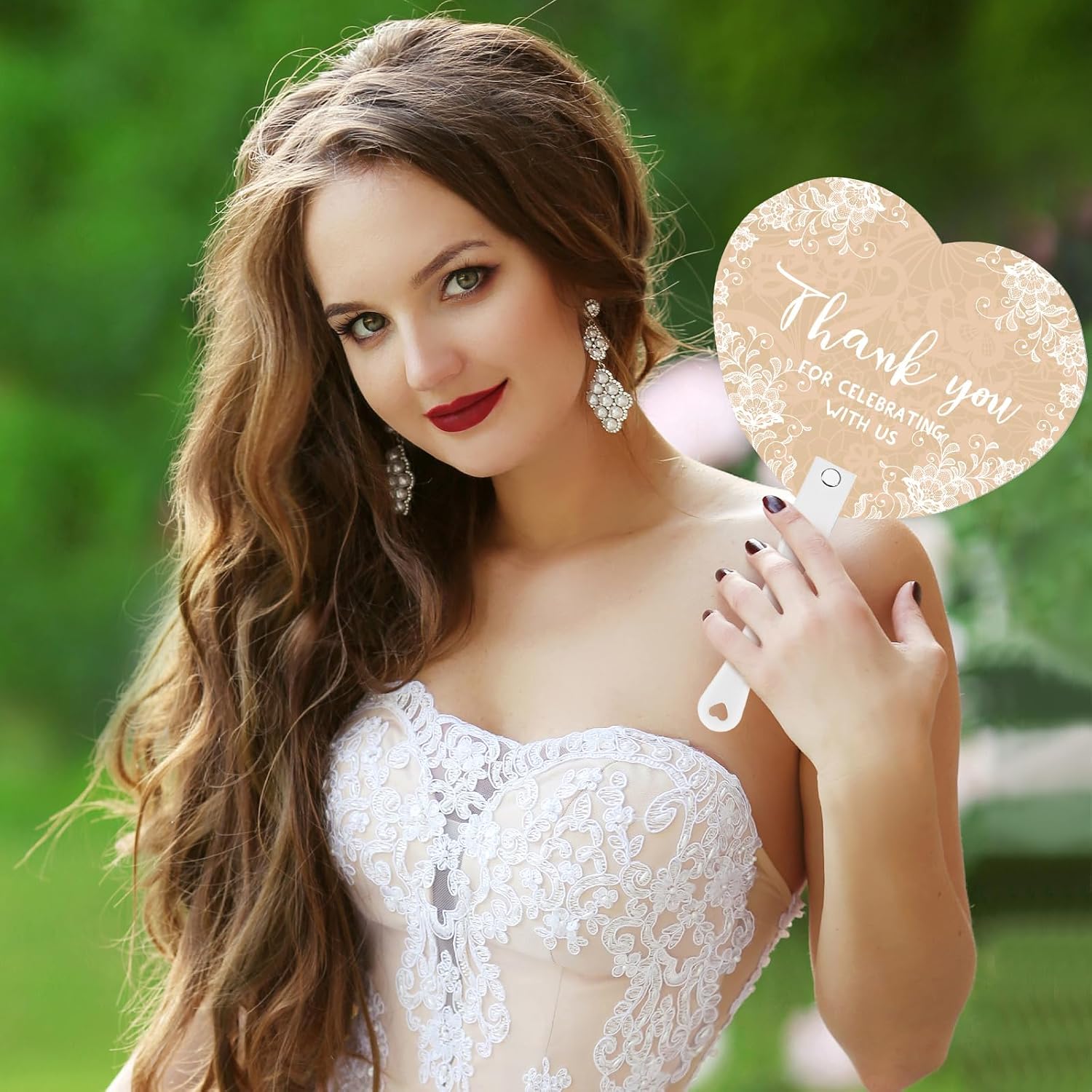 50 Pcs Wedding Hand Plastic Fans Lace Boho Bridal Shower Favors Bulk for Guests Retro Wedding Handheld Fan with Handle Thank You for Celebrating with Us Favors for Ceremony Bridal Shower Decor