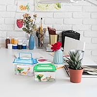 Vista 5 de POPETPOP Mini tanque de peces portátil con asa, acuario transparente de plástico, tanque de tortugas pequeñas, funda de cría de reptiles, tanque