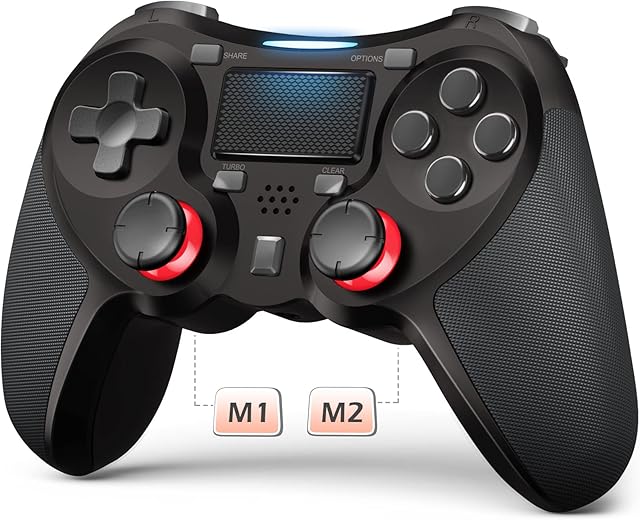 Terios for PS4 Wireless Controllers Compatible with PS4/Pro/Slim Built-in Speaker - Gamepad Controller Stereo Headset Jack Multitouch Pad (Black)