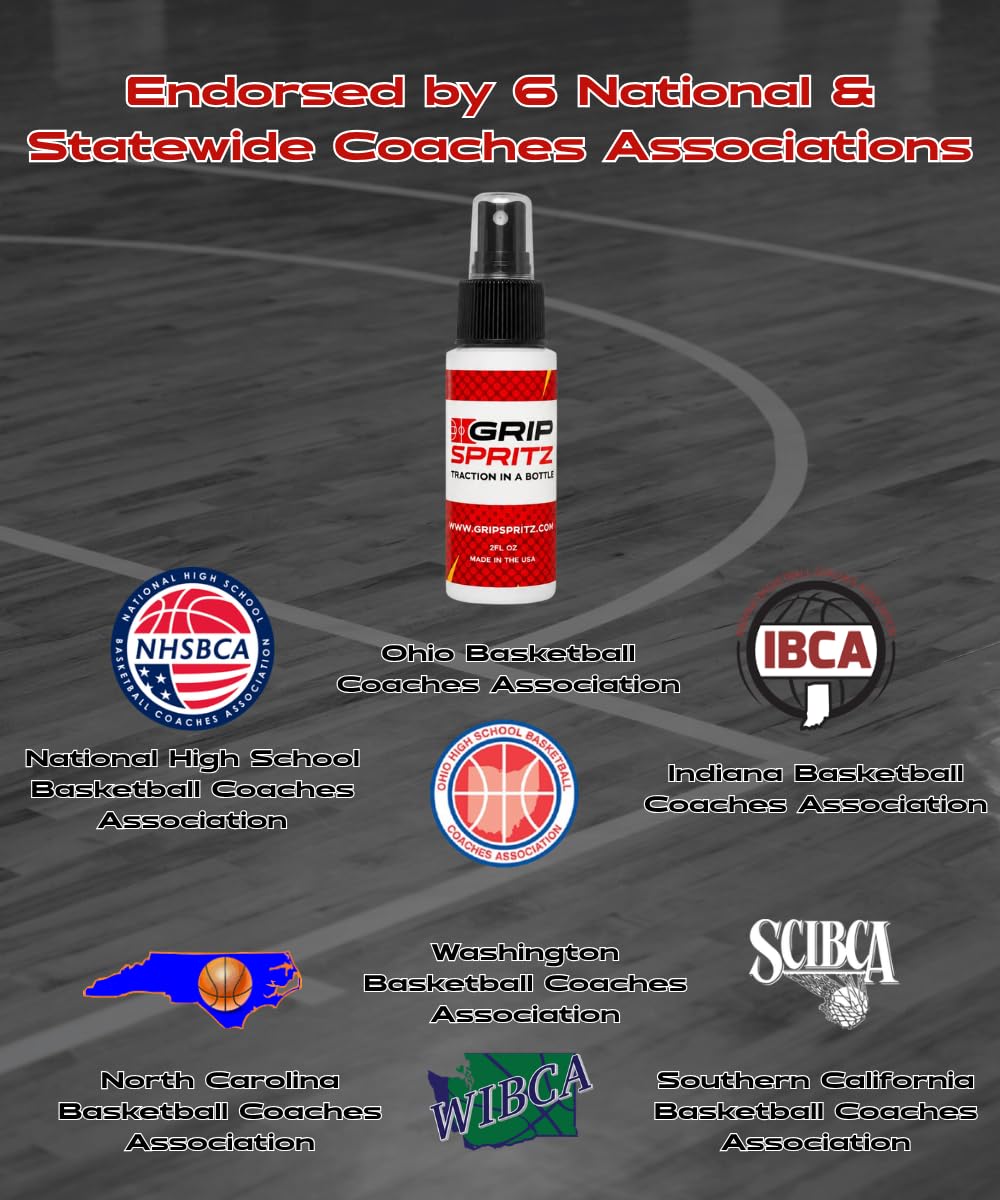 Grip Spritz - Spray de Agarre para Zapatos de Baloncesto, Mejora la tracción de la Suela y el Agarre de la cancha, rejuvenece y alarga la Vida útil de los Tenis, Agarre Antideslizante y Mejora el