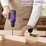Drill Tool Kit: 8V Cordless Power Drill Home Tool Set, Purple