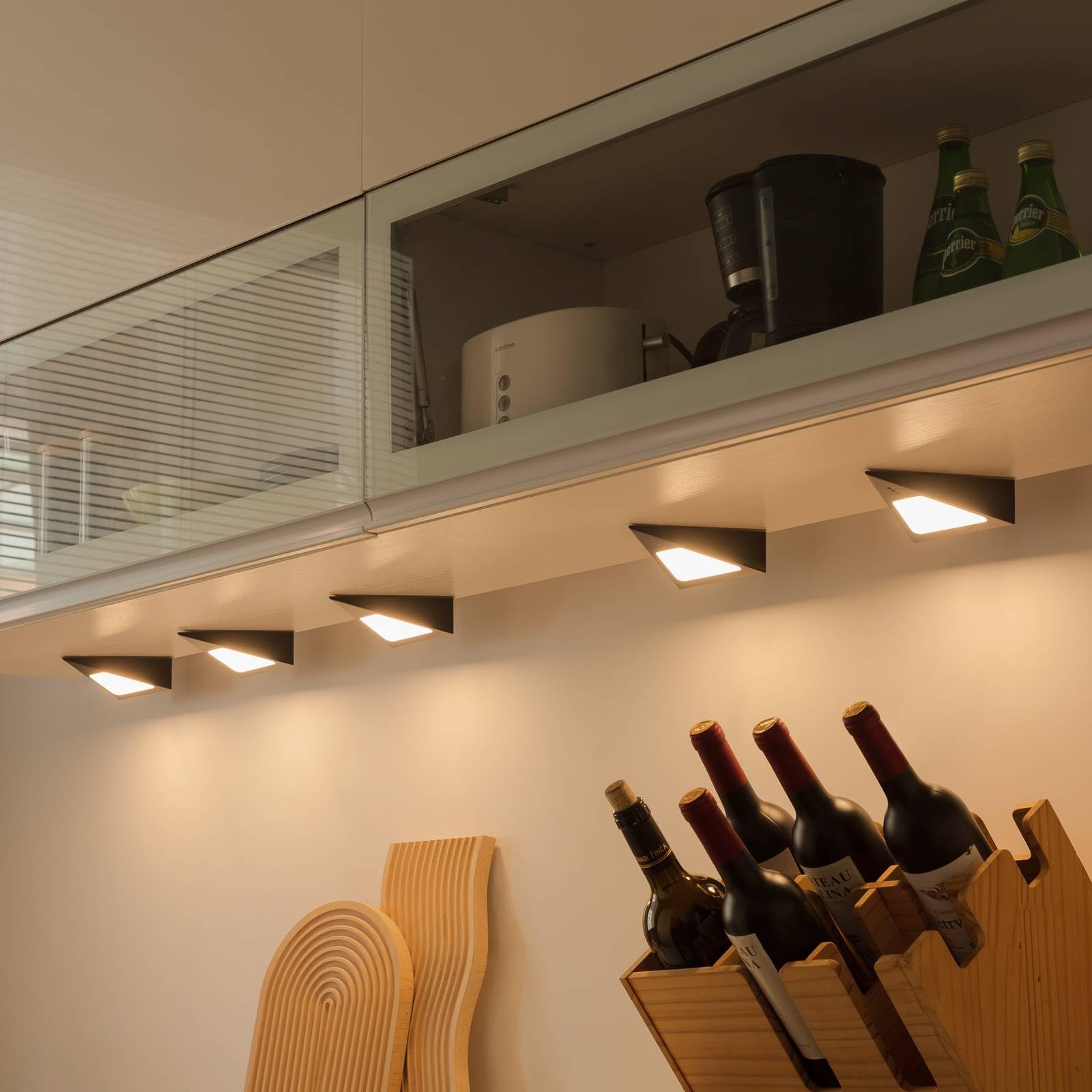 LED Lampes sous meuble Odia à intensité variable (Moderne) en Noir Inox e. a. pour Salon & Salle manger (à 5 lampes,), Lampe