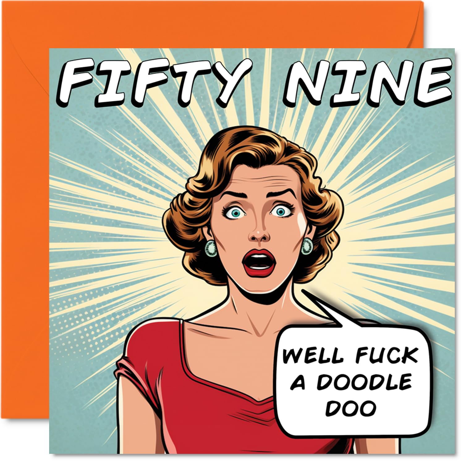 Funny 59th Birthday Cards for Woman Men - Comic Years - Happy Birthday Card for Dad Mum Grandad Nanny Grandma Uncle Auntie Cousin Friend, 145mm Rude Joke Humour Greeting Cards