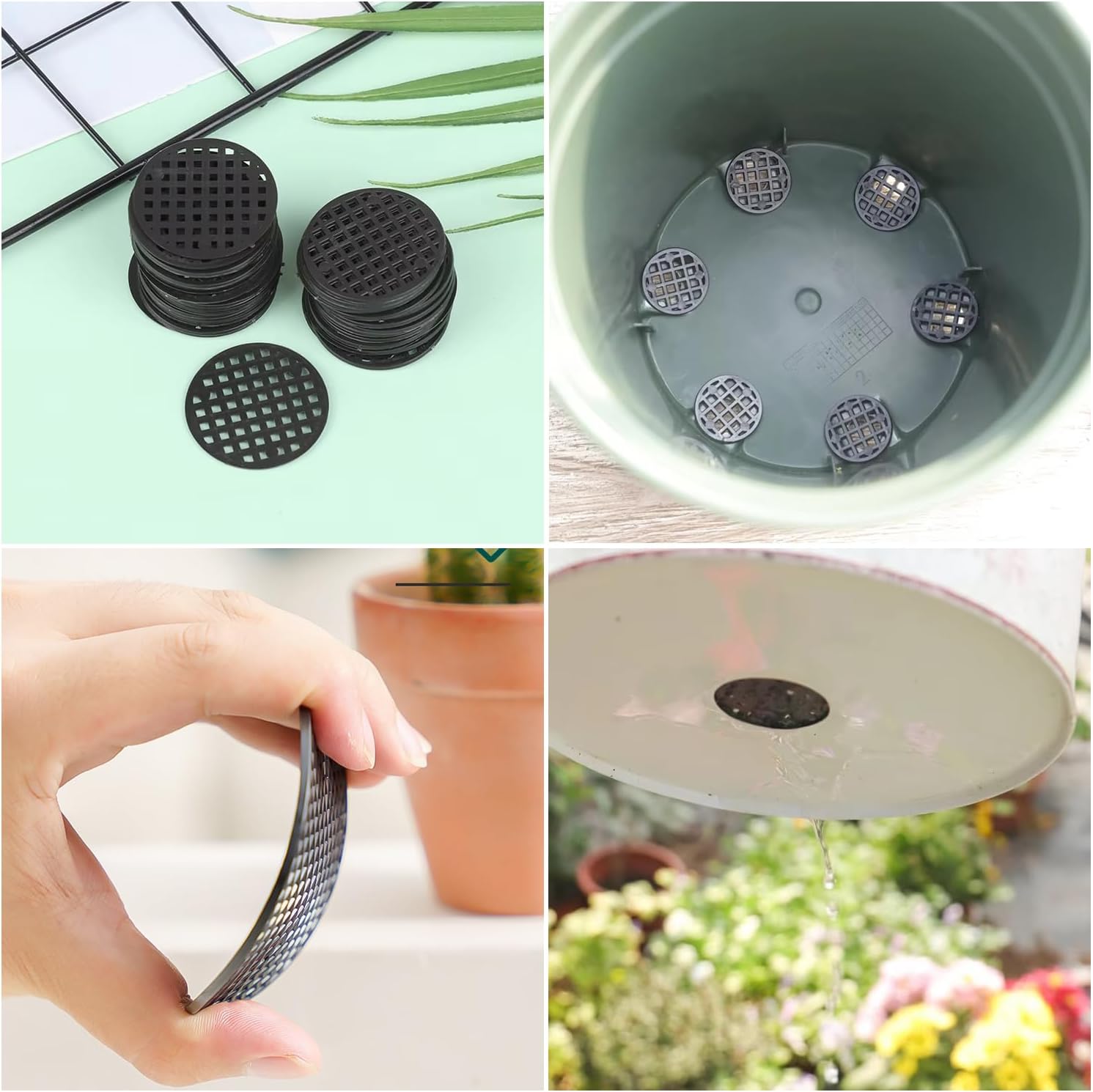 200 Pack Plant Pots Hole Mesh Pad Plastic Flower Pots Drainage Hole Cover Screen Filter for Flower Planters Boxes Ceramic Succulent Planter Terracotta Clay Pot Bonsai Outlet Training Pot image 5