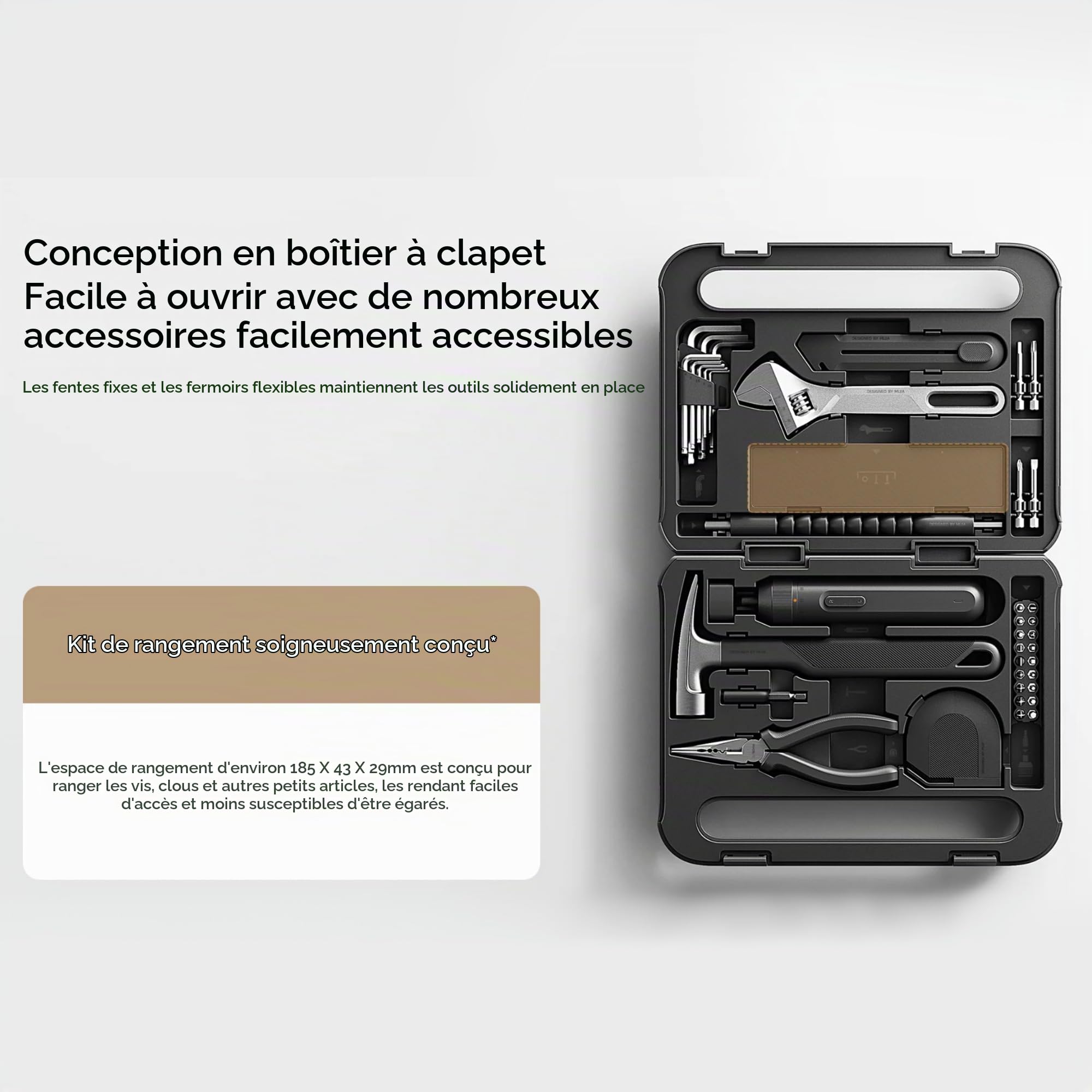 Xiaomi Mijia Kit d'outils avec tournevis électrique Ensemble d'outils de menuiserie pour la maison Montage de meubles pratique pour le bricolage et la